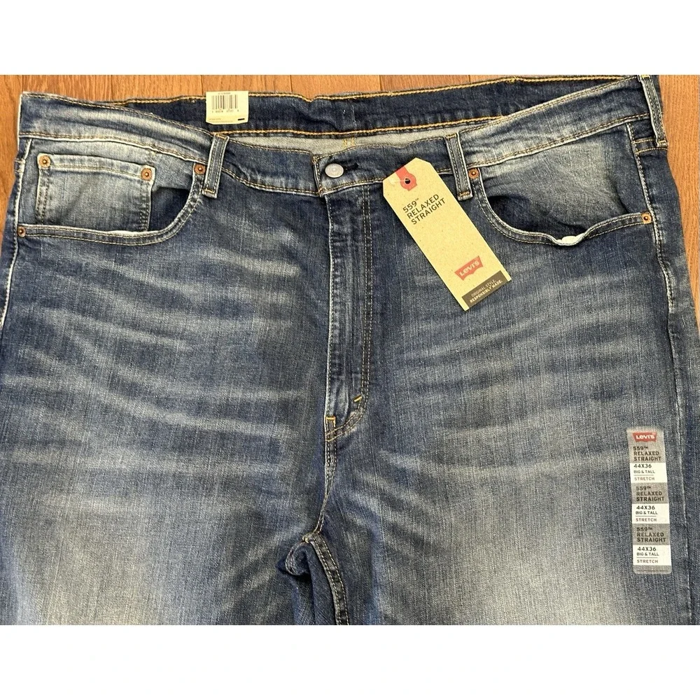 Levi's 559 Men's Relaxed Straight Jeans 44x36 Dark Blue Denim NWT